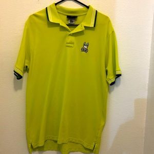 Psycho Bunny Polo embroidered emblem with navy and white stripes 💯 cotton